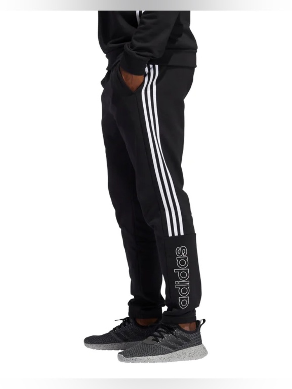 Adidas Men’s 3 stripe black & white logo jogger sweatpants